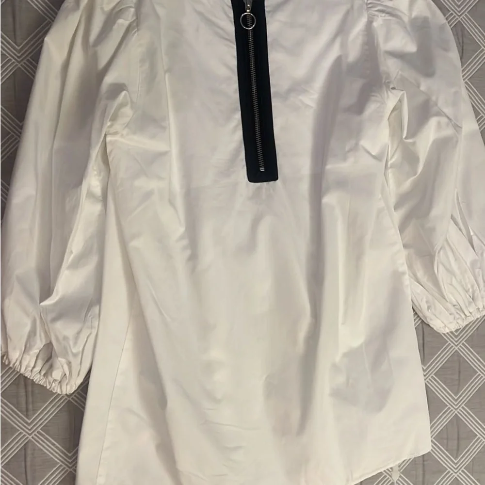 Zara White Blouse with Puff Sleeves